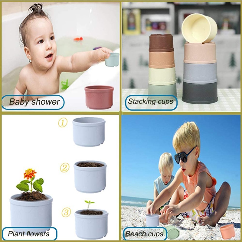 Baby Toys 13 24 Months Montessori Stacking Cups Toy Toddler Boys Stack Cup Educational Bathing Toys For Children 1 Year Old Gift